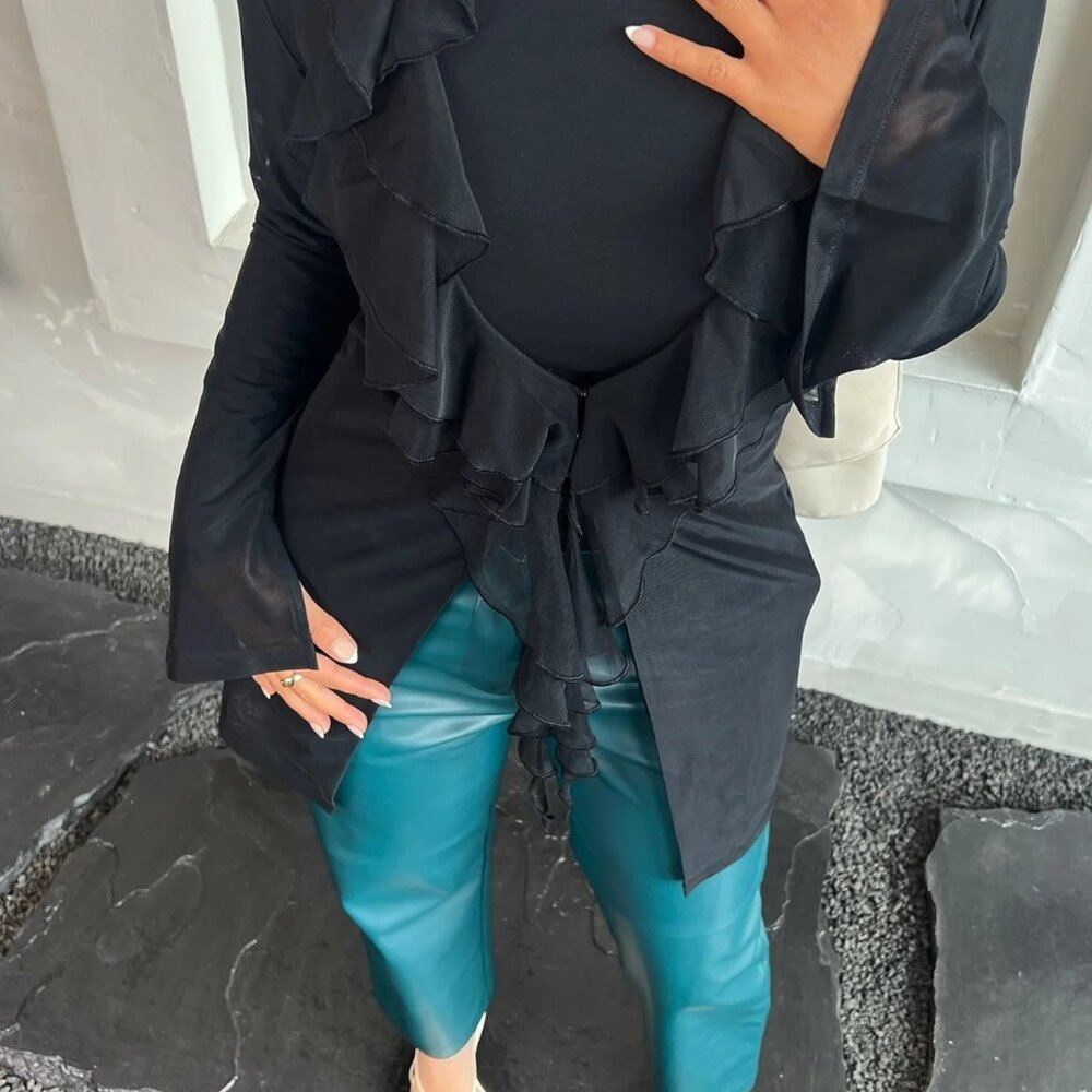 new veiled collection mesh ruffle top - Picture 2 of 3